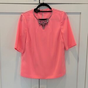 Ted Baker Pink Blouse with Embellished Neckline